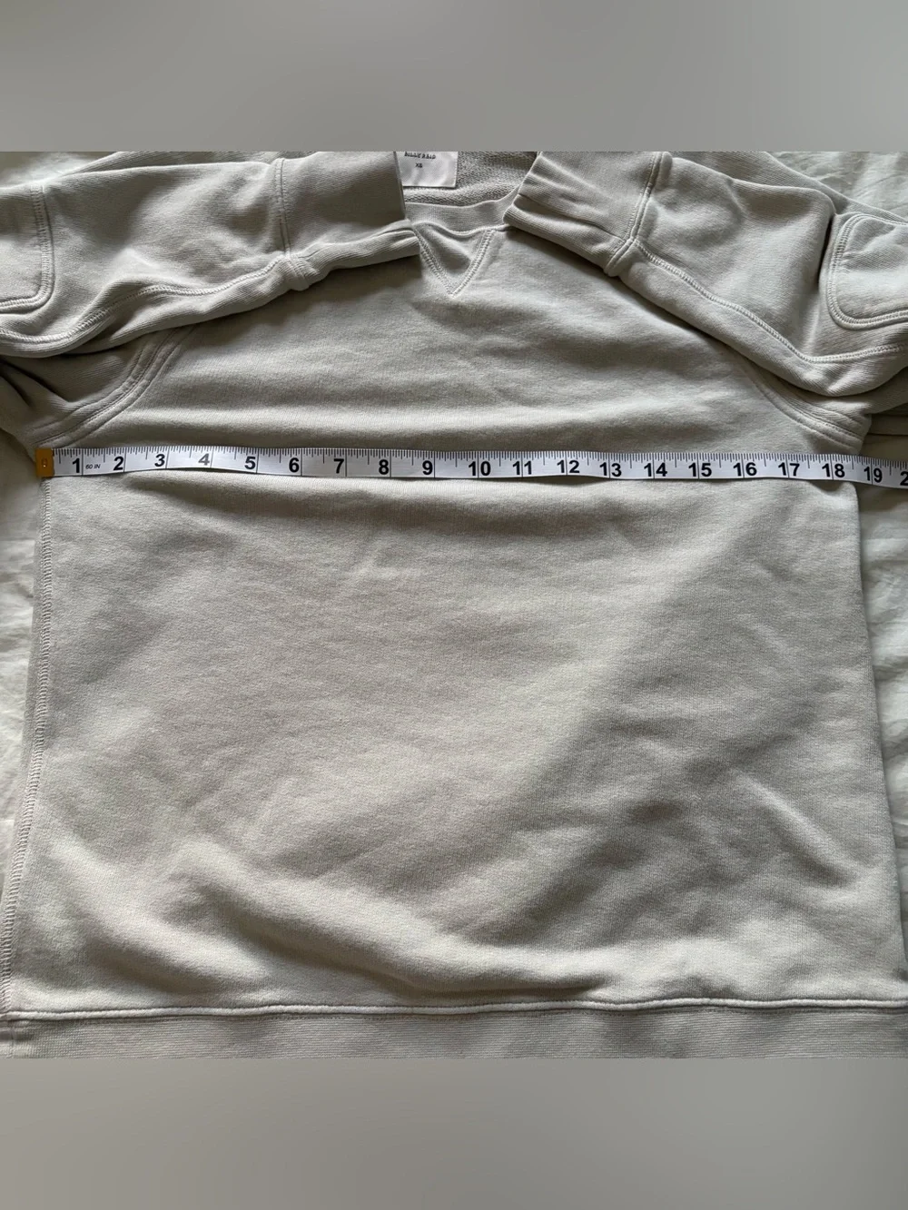 Billy Reid Sweatshirt Tinted White Crewneck Sweatshirt Cotton Elbow Patch
